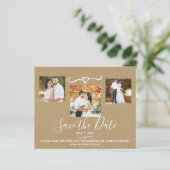 Rustic Blue Bladeren Trouwfoto Save the Date (Staand voorkant)