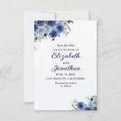 Rustic Blue Blooms – Boho Wedding Save The Date (Voorkant)