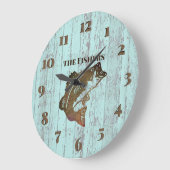 Rustic Blue Board Fishing Cabin Grote Klok (Hoek)