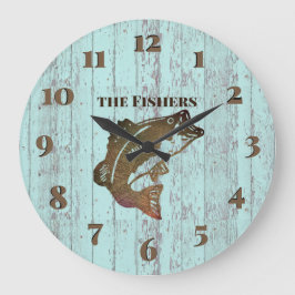 Rustic Blue Board Fishing Cabin Grote Klok