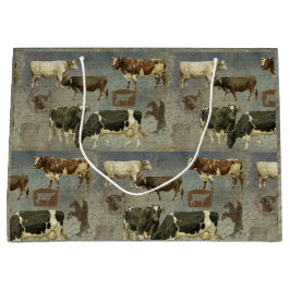 Rustic Blue Boerderij Koe Wooden Pattern Masculine Groot Cadeauzakje