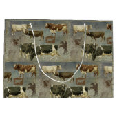 Rustic Blue Boerderij Koe Wooden Pattern Masculine Groot Cadeauzakje (Achterkant)