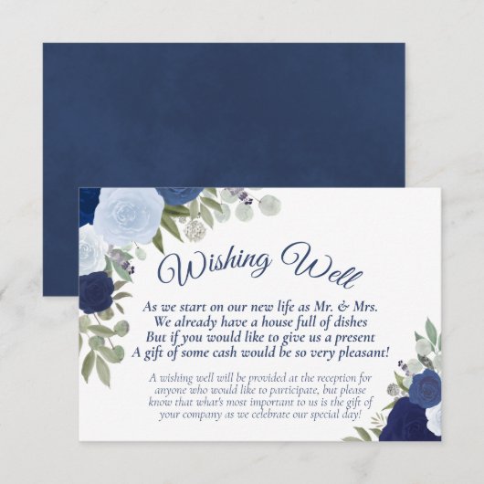 Rustic Blue Boho Floral Wedding Good Informatiekaartje (Voorkant / Achterkant)