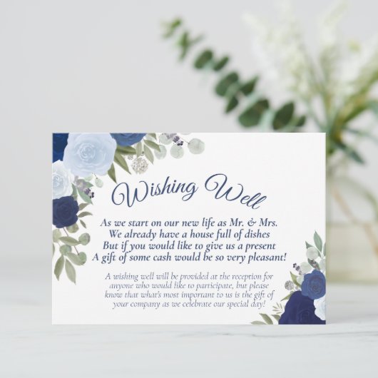 Rustic Blue Boho Floral Wedding Good Informatiekaartje (Staand voorkant)