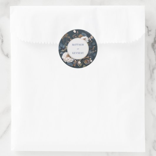 Rustic Blue Botanical Wedding Sticker (Tas)