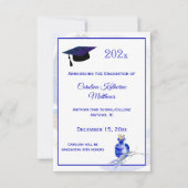 Rustic Blue Bottle Lavendel Floral Afstuderen Aankondiging (Voorkant)