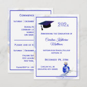 Rustic Blue Bottle Lavendel Floral Afstuderen Aankondiging (Voorkant / Achterkant)