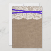 Rustic Blue Bow, Burlap en Lace Vrijgezellenfeest Kaart (Achterkant)