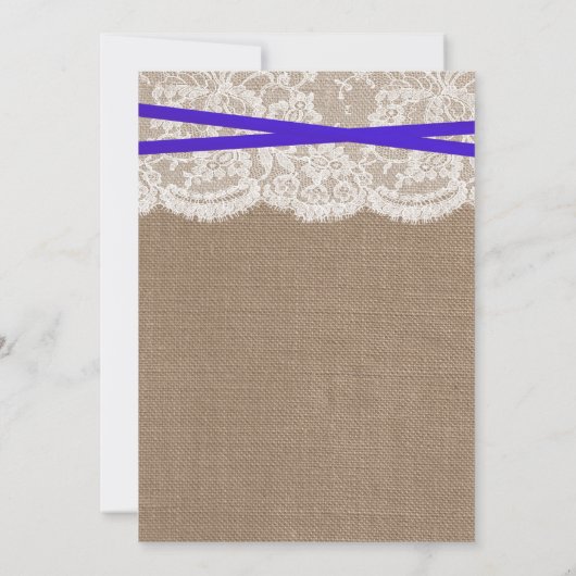 Rustic Blue Bow, Burlap en Lace Vrijgezellenfeest Kaart (Achterkant)