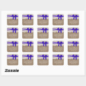 Rustic Blue Bow, Burlap en Lace Vrijgezellenfeest Vierkante Sticker (Vel)