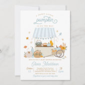 Rustic Blue Boy Pumpkin Baby shower Kaart (Voorkant)