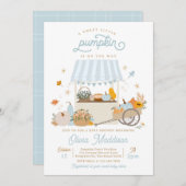 Rustic Blue Boy Pumpkin Baby shower Kaart (Voorkant / Achterkant)