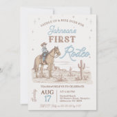 Rustic Blue Brown Cowboy Eerste Rodeo 1e Verjaarda Kaart (Voorkant)