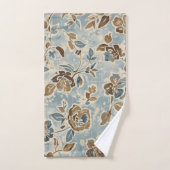 Rustic Blue Brown Tan Floral Bad Handdoek (Handdoek)