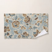 Rustic Blue Brown Tan Floral Bad Handdoek (Handdoek)