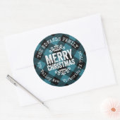Rustic Blue Buffalo Check Holiday Return-adres Ronde Sticker (Envelop)