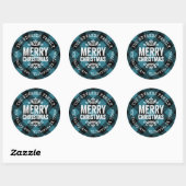 Rustic Blue Buffalo Check Holiday Return-adres Ronde Sticker (Vel)