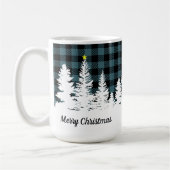 Rustic Blue Buffalo Plaid Forest Vrolijk Kerstfees Koffiemok (Links)