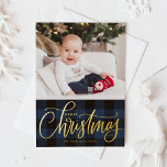 Rustic Blue Buffalo Pset Merry-kerstfoto Folie Feestdagenkaart<br><div class="desc">Vrolijk kerstfeest! Stuur kerstcadeautjes naar familie en vrienden met deze gouden folie kerstfotokaart. Het heeft een bijtend buffelpatroon in blauw en zwart. Personaliseer me door uw teksten en foto's toe te voegen. Deze groene kerstfotokaart is verkrijgbaar in andere kleuren en in andere kartonnen dozen.</div>