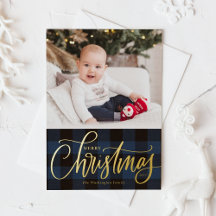 Rustic Blue Buffalo Pset Merry-kerstfoto