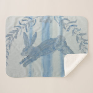 Rustic Blue Bunny Rabbit Sherpa Deken