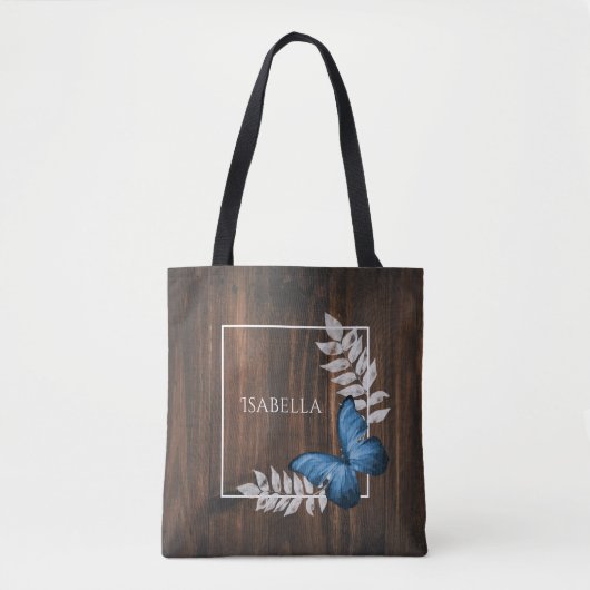 Rustic Blue Butterfly - Aangepaste Canvas tas (Voorkant)