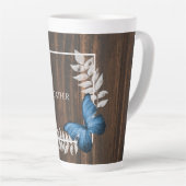 Rustic Blue Butterfly - Aangepaste latte Mok (Rechterhoek)