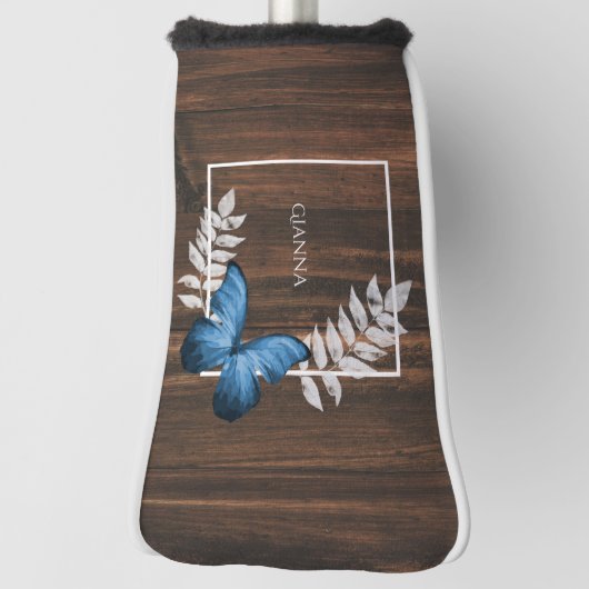 Rustic Blue Butterfly Golf Head Hoesje Golfheadcover (Draai 90)