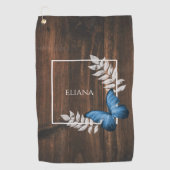 Rustic Blue Butterfly Golf Towel Golfhanddoek (Voorkant)