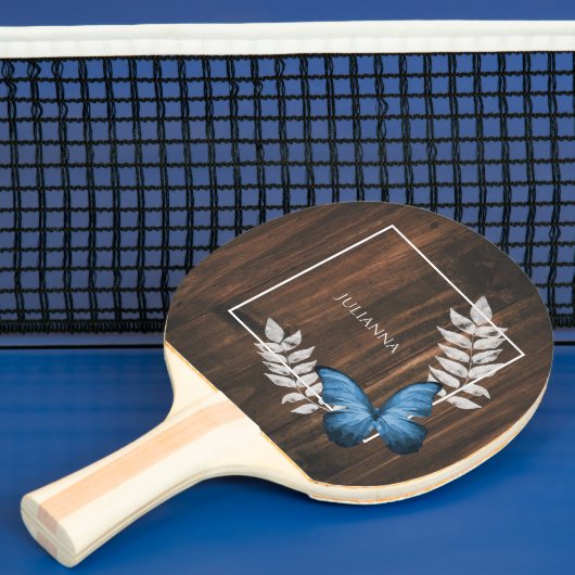 Rustic Blue Butterfly Ping Pong Paddle Tafeltennisbatje (Insitu)