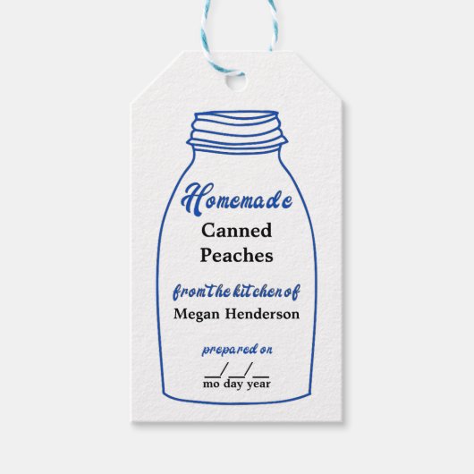 Rustic Blue Canning Jar Kraft Hang Label Cadeaulabel (Voorkant)