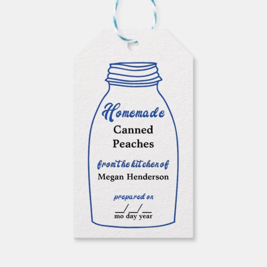 Rustic Blue Canning Jar Kraft Hang Label Cadeaulabel (Achterkant)