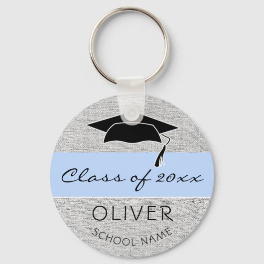 Rustic Blue Class of and Afstuderen Name Afstudere Sleutelhanger (Voorkant)