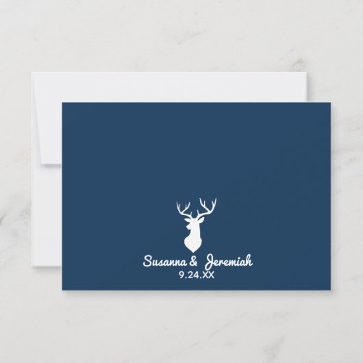 Rustic Blue Country Mountain Deer Reception Kaart (Achterkant)