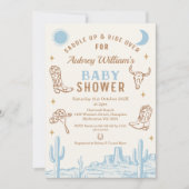 Rustic Blue Desert Boys Cowboy Baby shower Kaart (Voorkant)