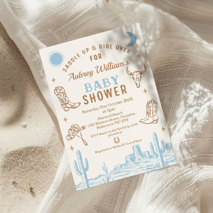Rustic Blue Desert Boys Cowboy Baby shower Kaart