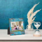 Rustic Blue Distressed Wood Naam Foto Lijst Fotoplaat (Insitu)