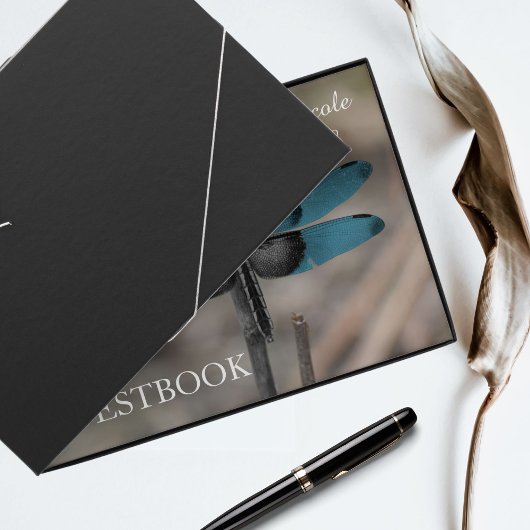 Rustic Blue Dragonfly Wedding Guestbook Gastenboek
