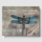 Rustic Blue Dragonfly Wedding Guestbook Gastenboek (Voorkant)