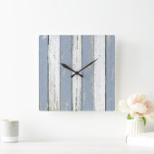 Rustic Blue Driftwood Vierkante Klok (Huis)