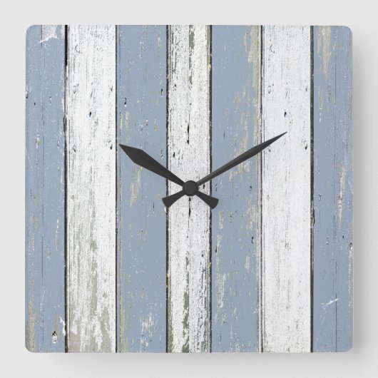 Rustic Blue Driftwood Vierkante Klok (Voorkant)