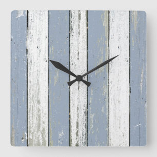 Rustic Blue Driftwood Vierkante Klok