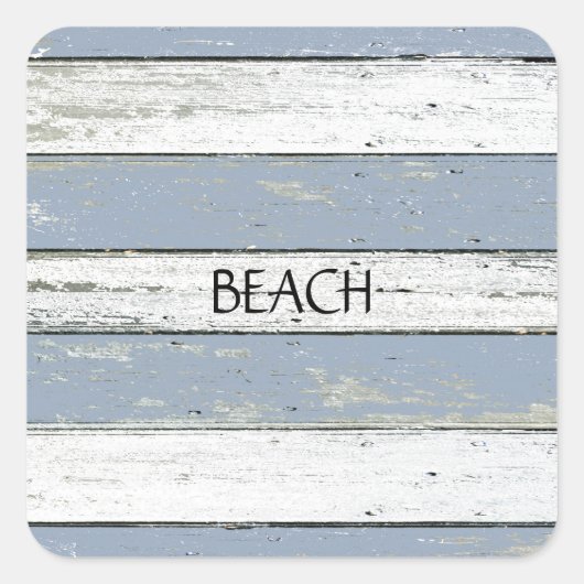 Rustic Blue Driftwood Vierkante Sticker (Voorkant)