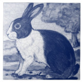 Rustic Blue Dutch Bunny Rabbit Delft Facs left Tegeltje (Voorkant)