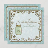 Rustic Blue en Brown Mason Jar Vrijgezellenfeest Kaart (Voorkant / Achterkant)