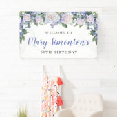 Rustic Blue en White Floral 60th Birthday Spandoek (Insitu)