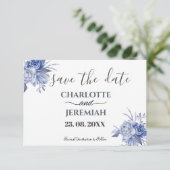Rustic Blue Eucalyptus Waterverf Floral Foliage Save The Date (Staand voorkant)