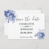 Rustic Blue Eucalyptus Waterverf Floral Foliage Save The Date (Voorkant / Achterkant)