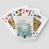 Rustic Blue Farmhouse Truck | Kerstmis Pokerkaarten (Achterkant)