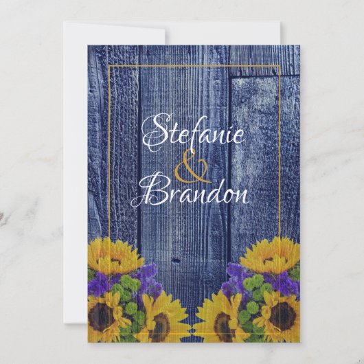 Rustic Blue Fence & Daisies Kaart (Voorkant)